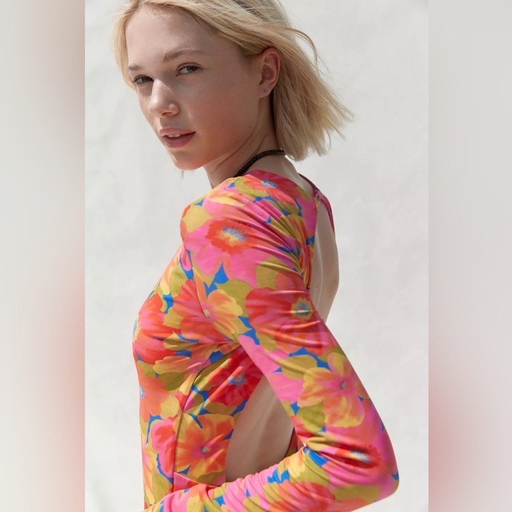 NWT Billabong Sunny Coast Floral Long Sleeve One-Piece Swimsuit - Picture 3 of 4